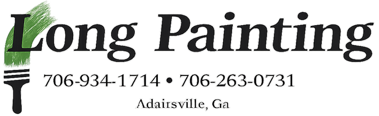 Long Painting logo with paintbrush and contact details for Adairsville Georgia